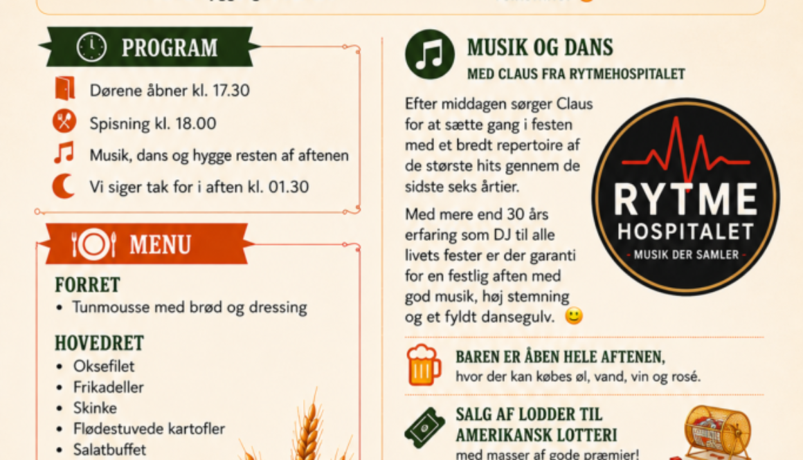 Program og invitation til høstfest i Reerslev 2026